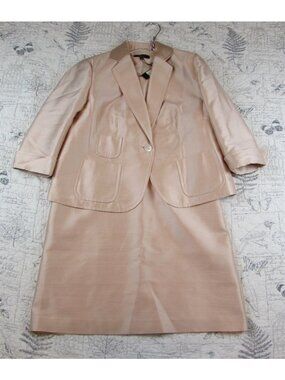 NEW $249 Talbots Silk wool 2 Piece Suit Dress jacket wedding mother bride 14 P